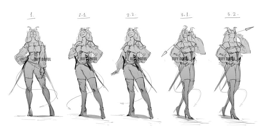 3 poses and 1 outfit options